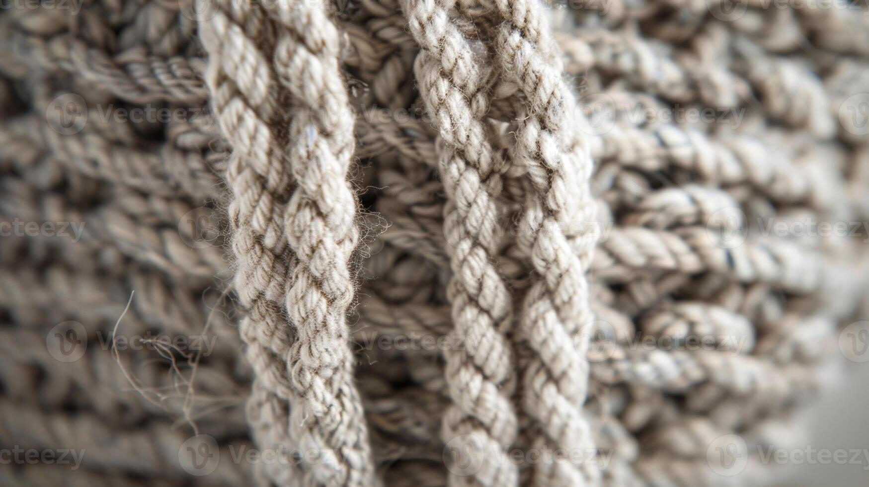 Detailed view of a handknitted tote bag revealing the chunky stitches and the durability of the natural fibers used photo
