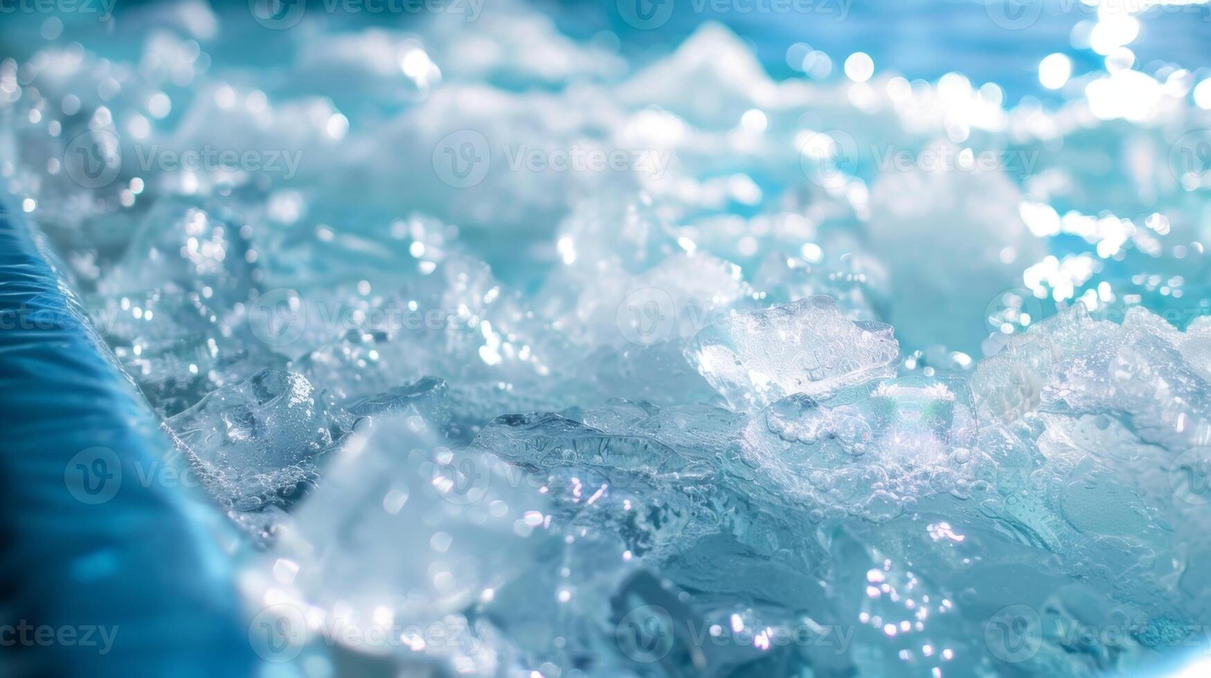 The cooling properties of the ice bath bring balance to the persons mind helping them find clarity and peace amidst the chaos of daily life photo