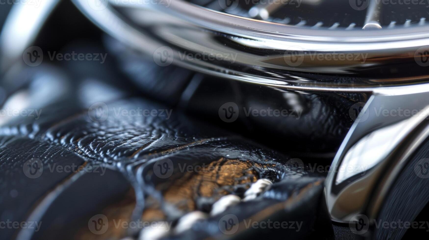 A detailed image of a leather watch s showcases the smooth and finegrained texture of the material. The stitching is done with precision and complements the simple elegance of the s photo
