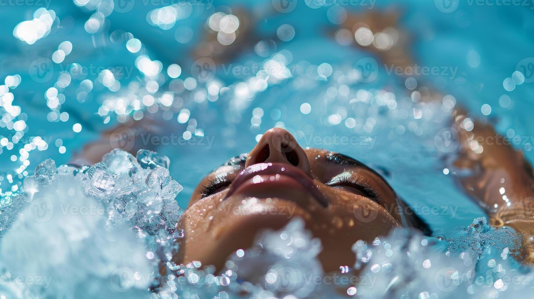A person enjoying an ice bath after a hot yoga session using the contrast in temperatures to stimulate their metabolism and improve circulation photo