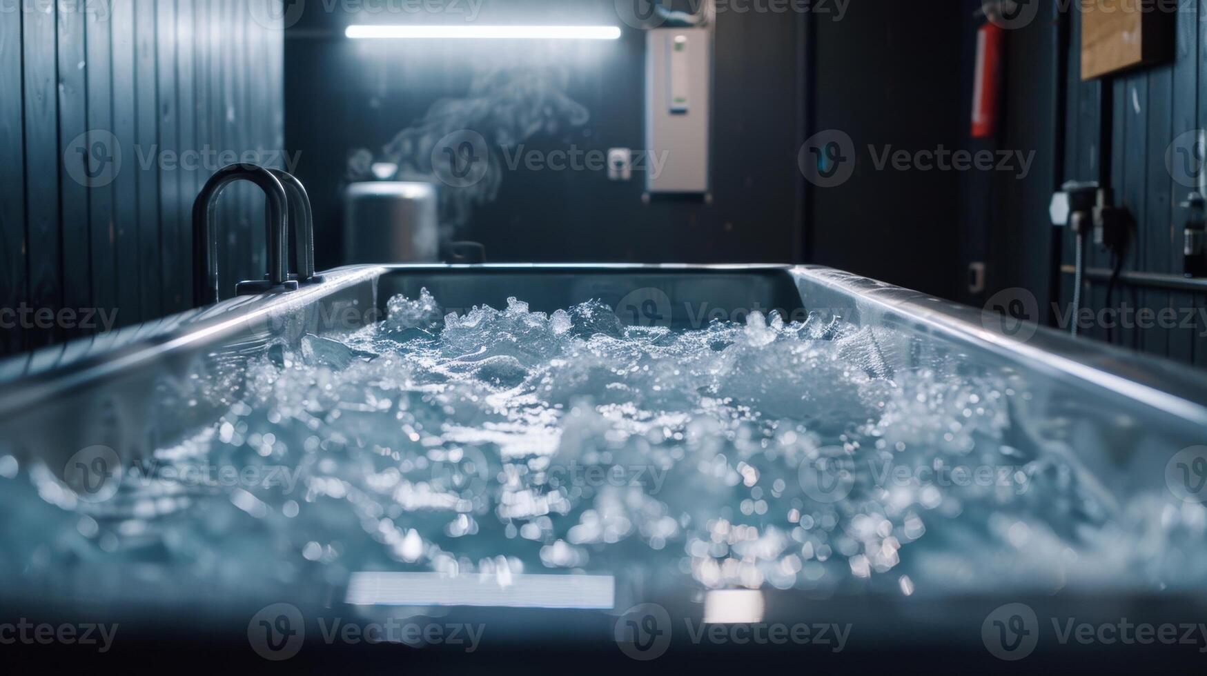 The ice bath serves as a symbol of the athletes dedication to their physical health showing their commitment to postworkout recovery and selfcare photo