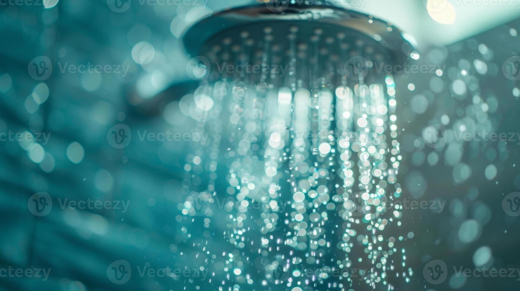 The invigorating feeling of a cold shower helping to clear the mind and awaken the senses photo