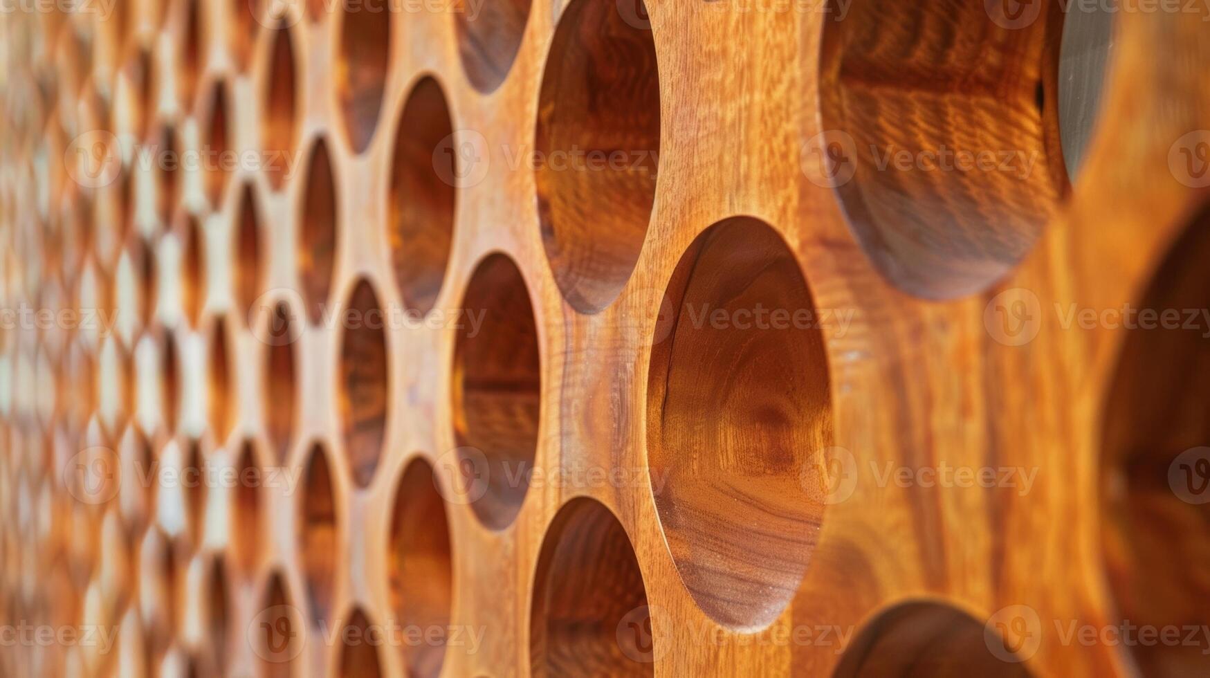 The intricate pattern of a wooden room divider revealing its natural wood grain and warm earthy tones photo