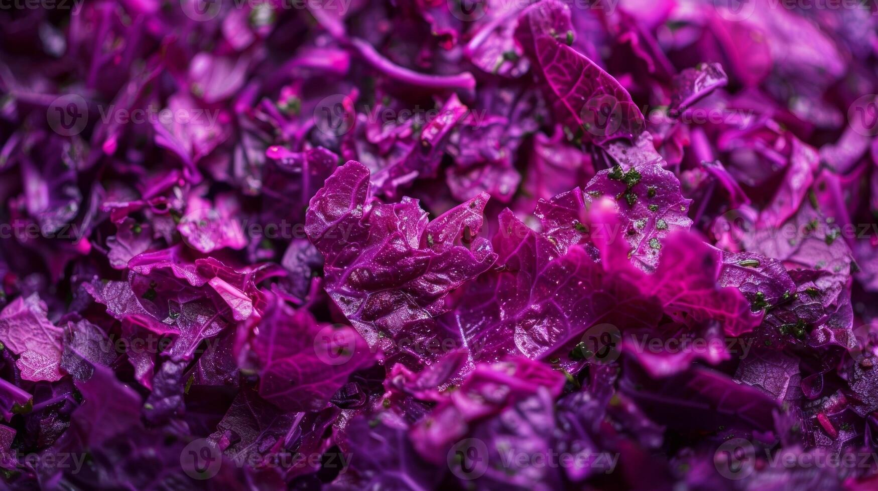 A macro shot of a deep purple e with delicate shreds of pink and green throughout. The mix gives off an almost floral scent and adds a pop of color to any dish photo