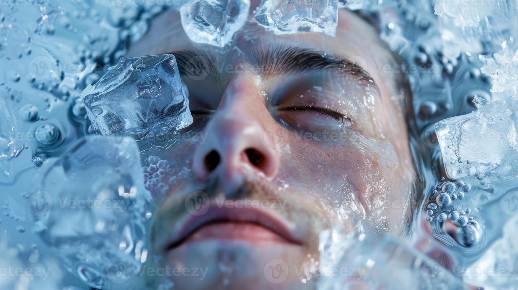 The power of cold therapy on the immune system is displayed in an artistic image of someone submerged in an ice bath photo