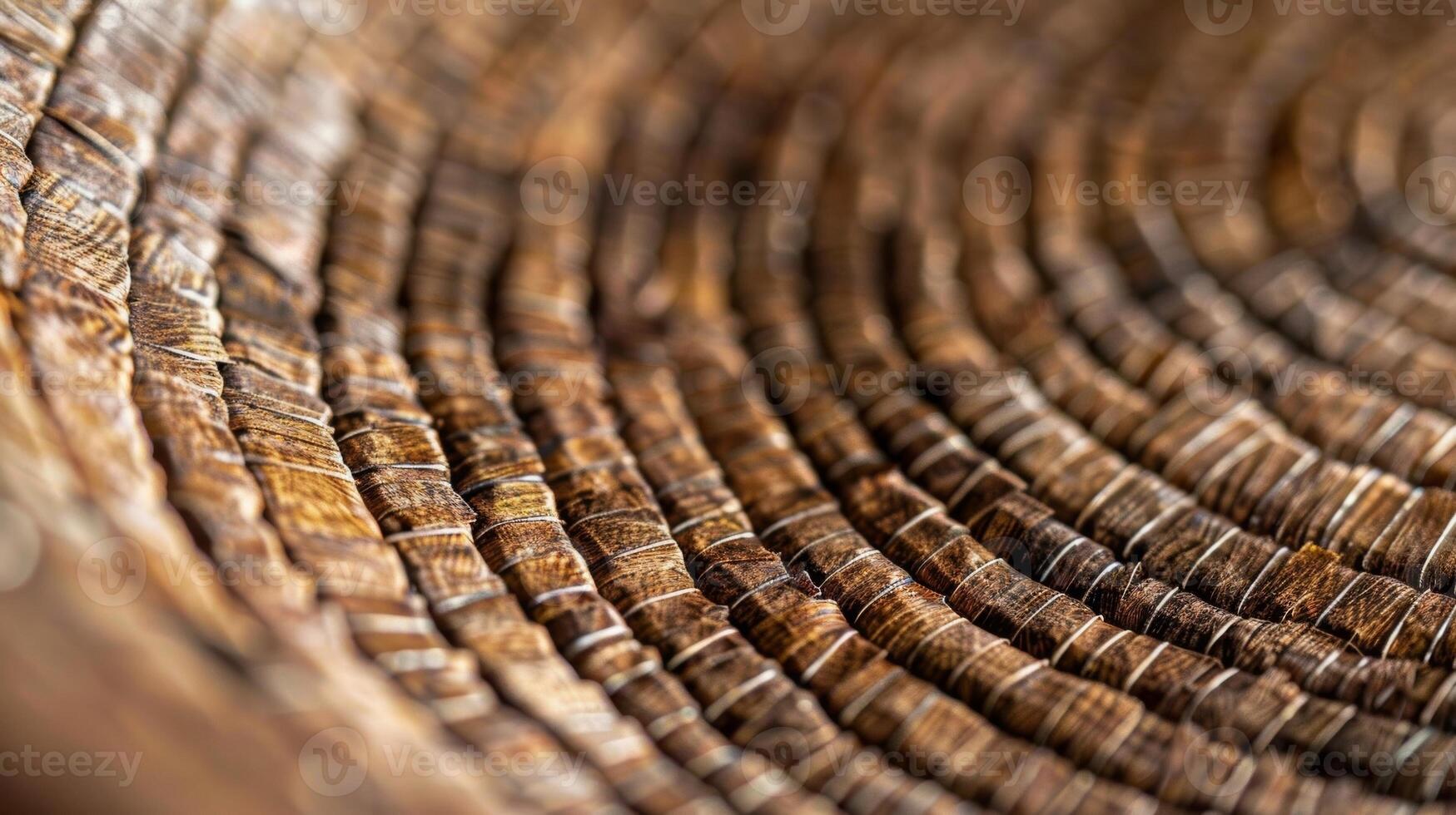 In this detailed shot the unique texture of a handwoven palm leaf basket is emphasized showcasing the naturally rough and rustic nature of the material photo