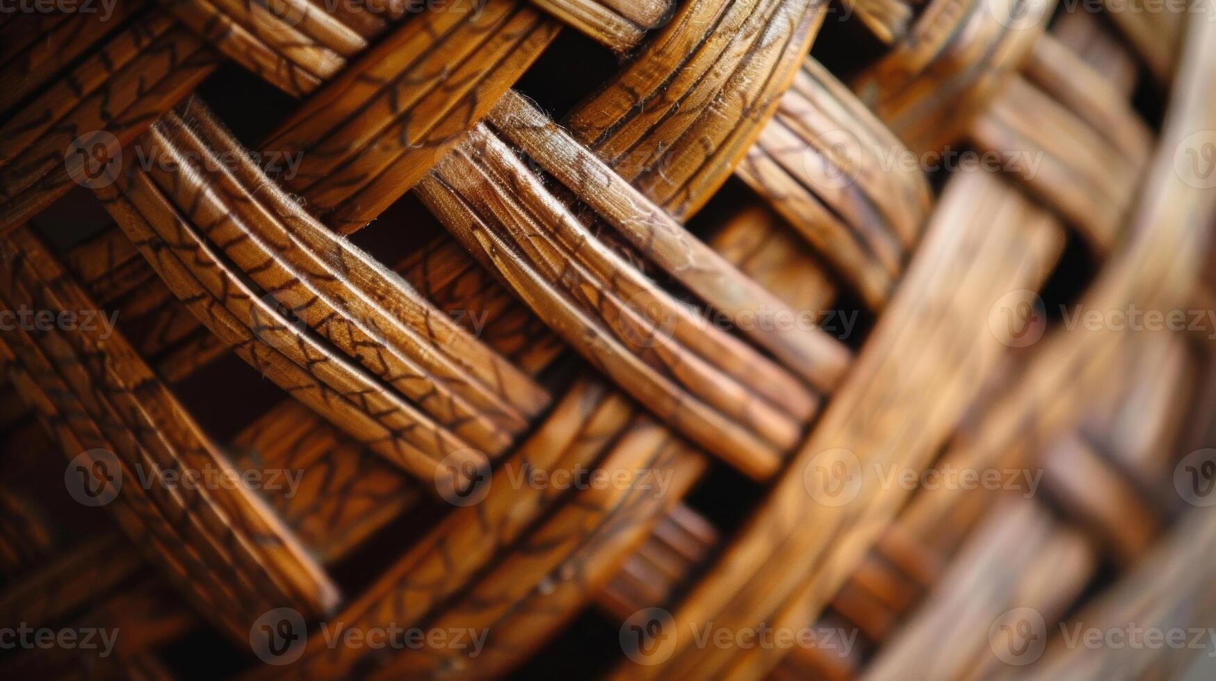 A closeup of a handwoven wicker basket reveals a delicate herringbone pattern crafted with precision and attention to detail photo
