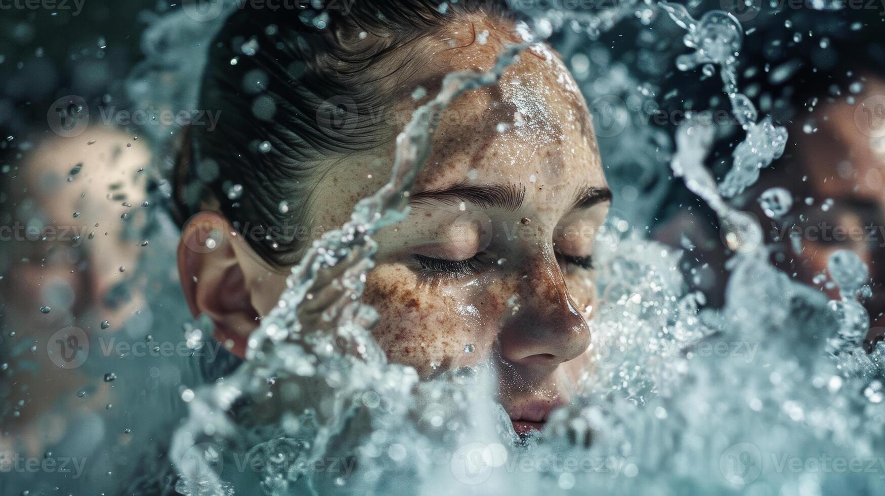 The athletes muscles are visibly relaxed and less inflamed as the cold water works its magic soothing any tension from their intense workout photo