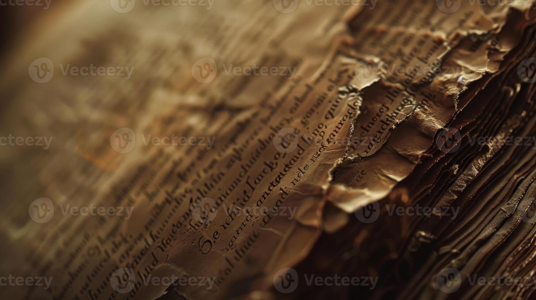 The pages of the book have turned a deep shade of brown with some creases and small tears. The text is written in elegant calligraphy adding to the books oldworld feel photo