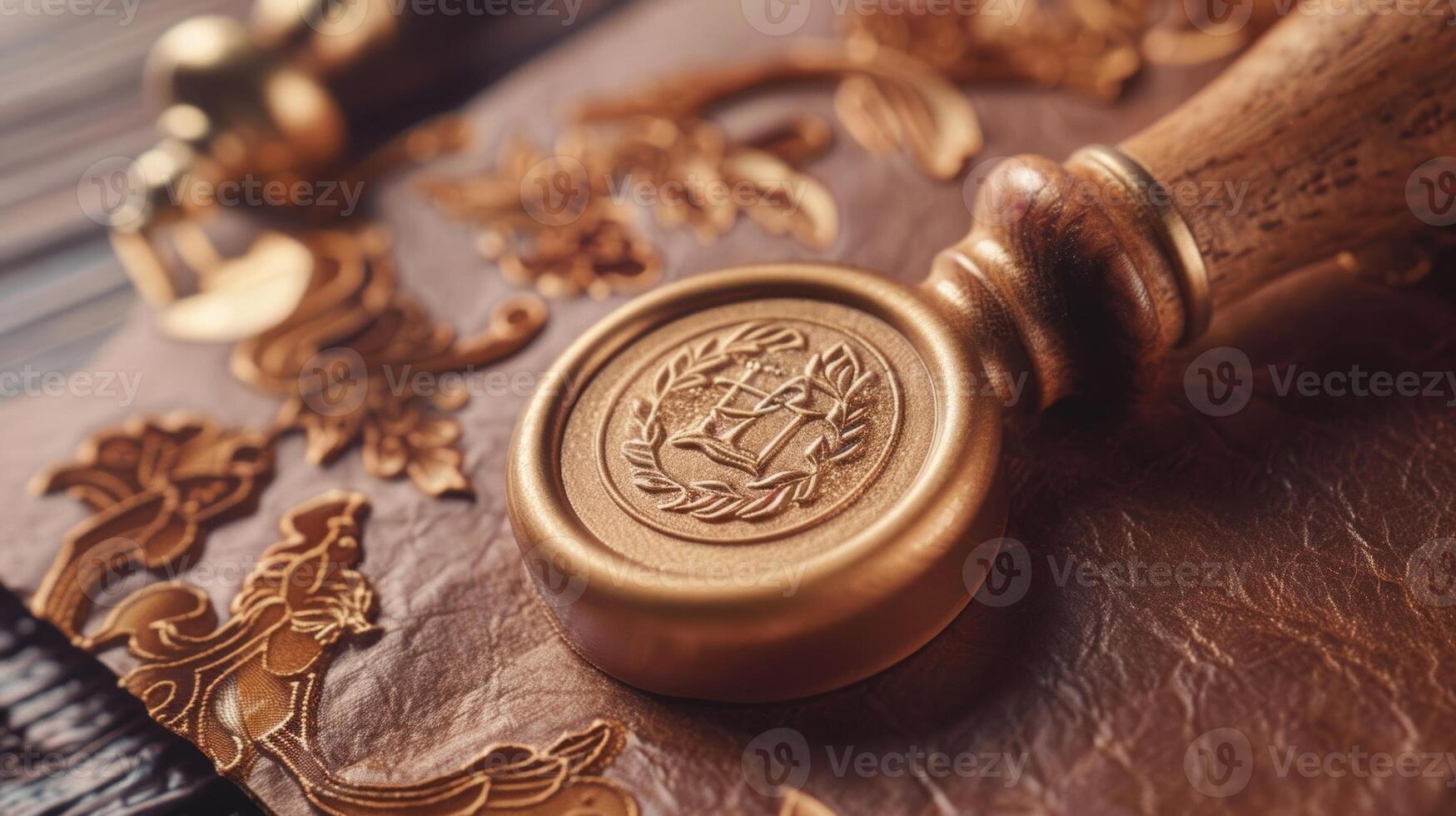 A personalized wax seal stamp featuring a custom monogram or intricate design elevating any envelope or letter to a luxurious level of sophistication photo