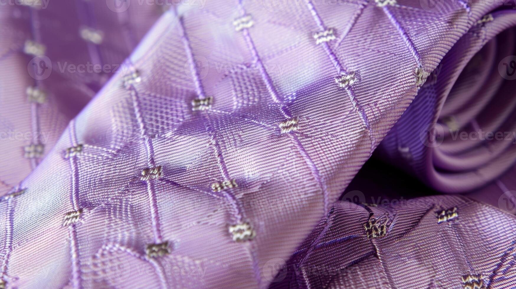 A soft lavender silk tie with a small repeating diamond pattern adding a soft touch of color to any ensemble photo