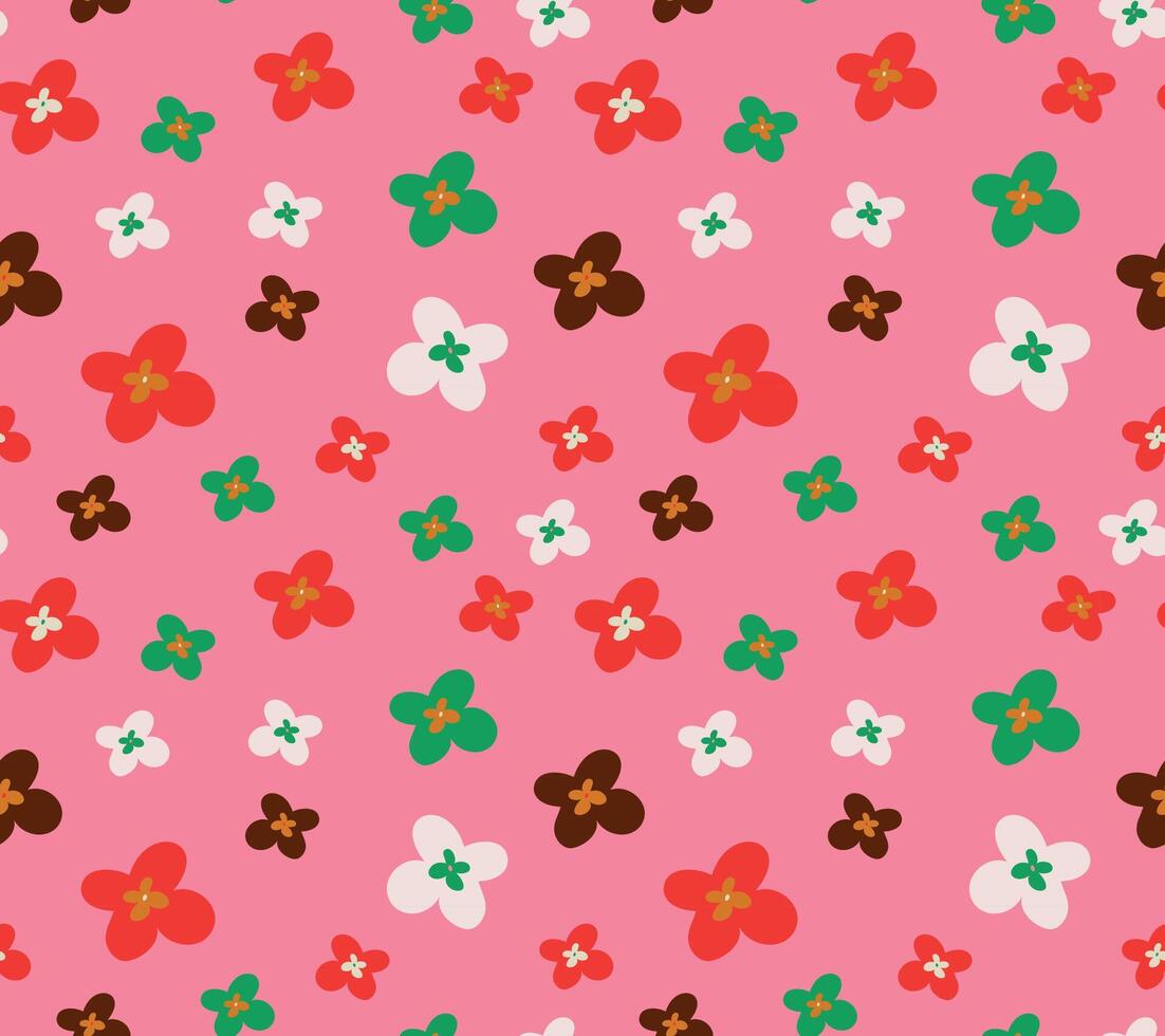 Seamless pattern with funky retro flowers. vector