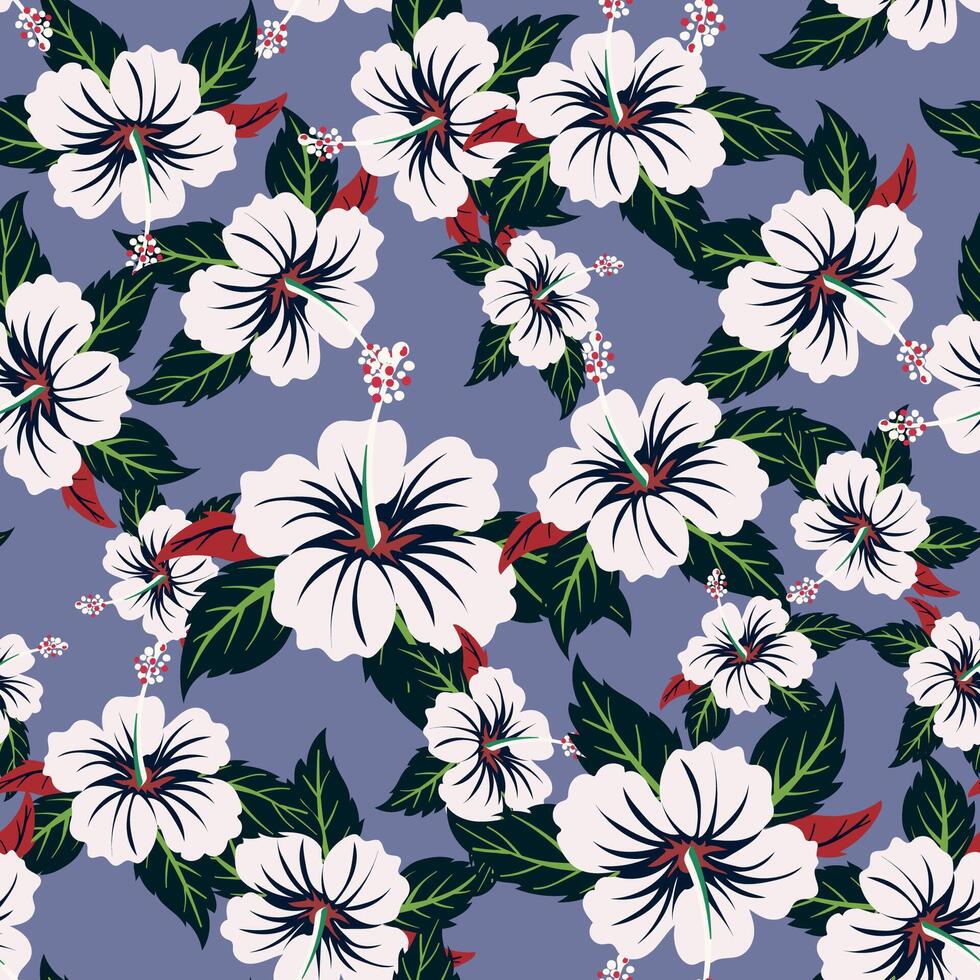 Tropical pattern. A lush and exotic pattern featuring hand-drawn tropical flowers. Ideal for adding a touch of paradise to home decor, fashion, or digital projects. vector