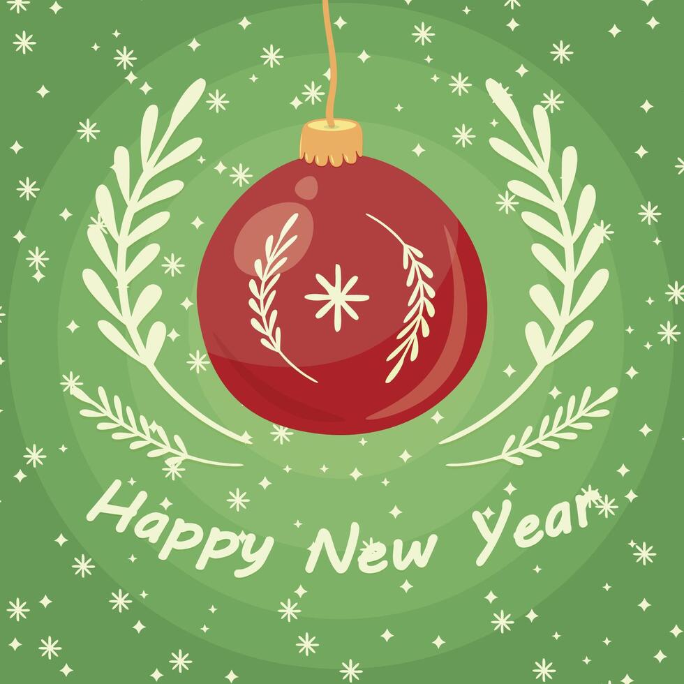 greeting card with christmas tree ball. illustration for new year design vector