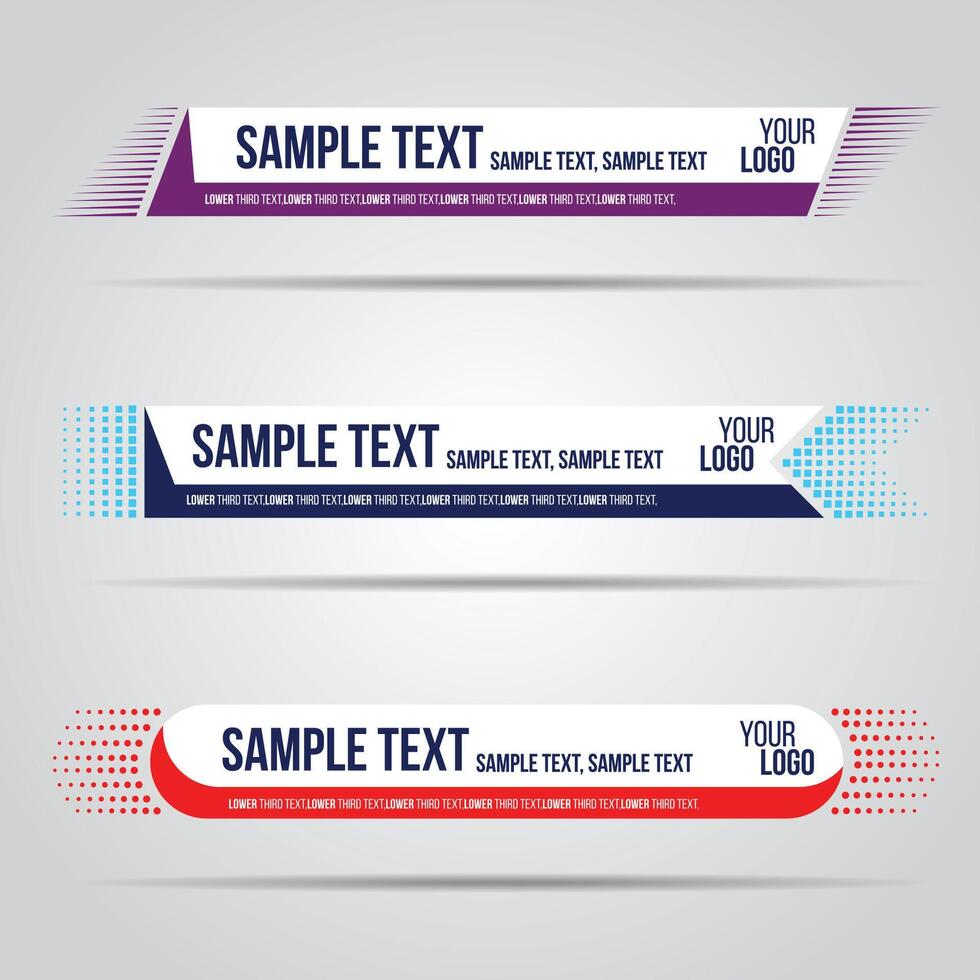 Lower third white design template modern contemporary. Set of banners bar vector
