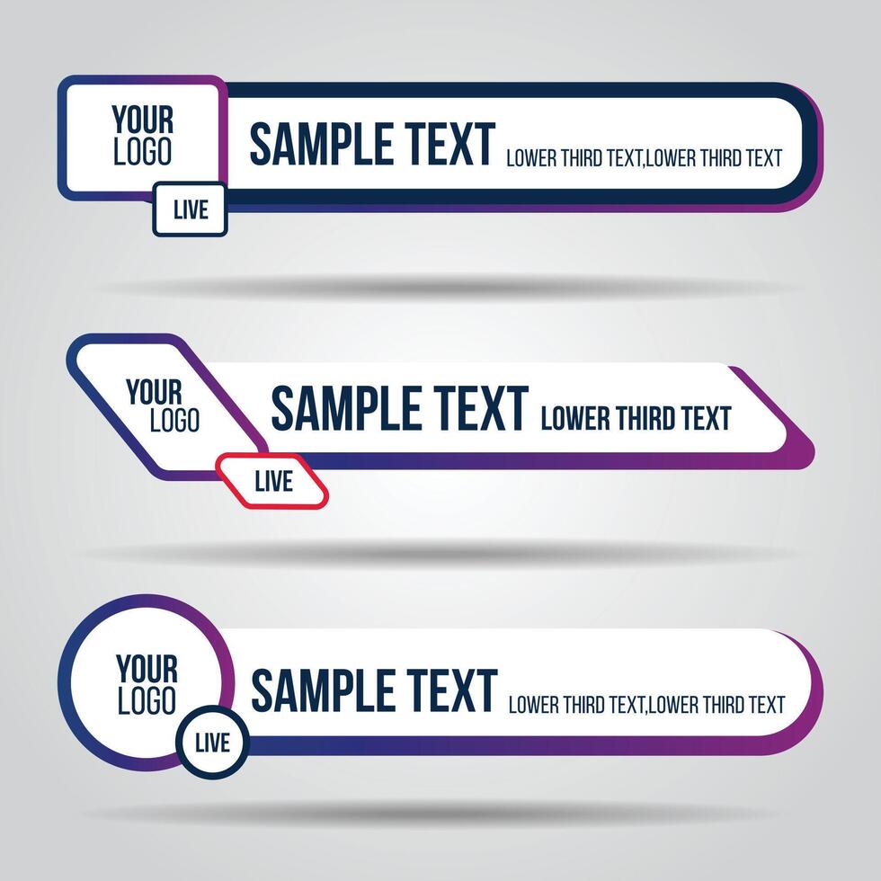 Lower third white and colorful design template modern contemporary vector
