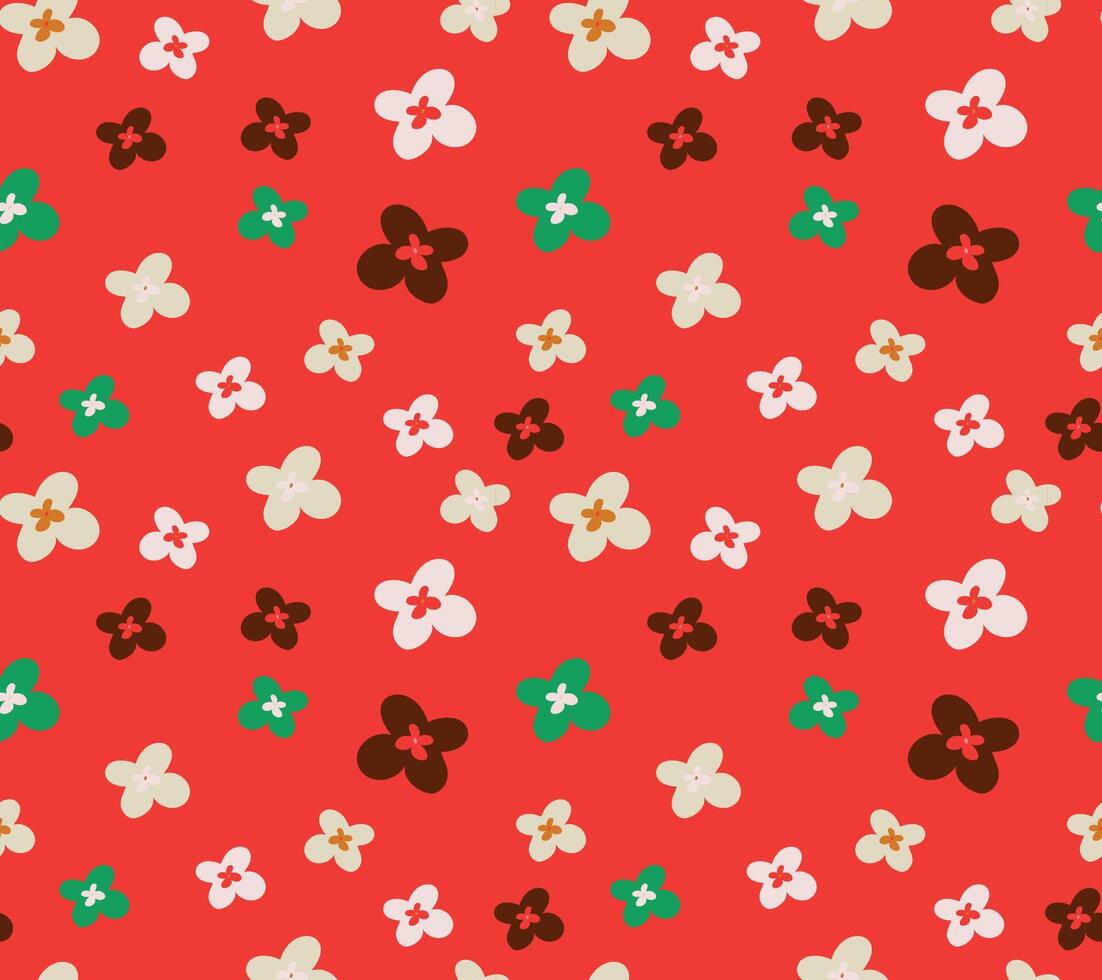 Seamless pattern with funky retro flowers. vector