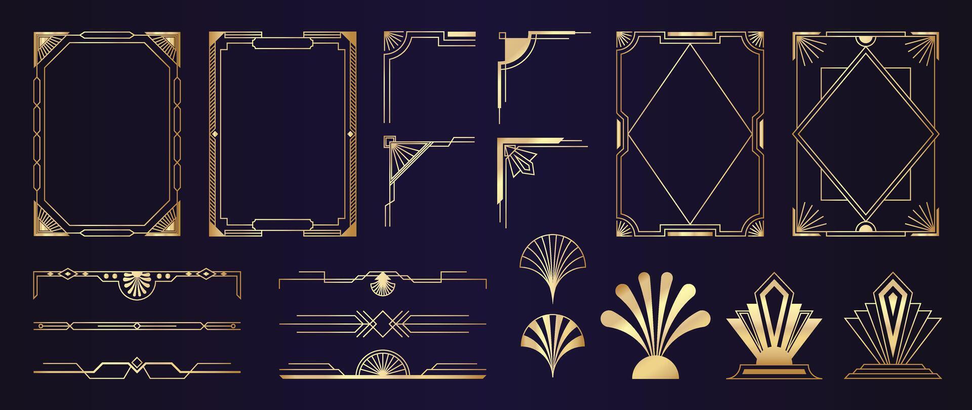 Collection of geometric art deco ornament element. vector
