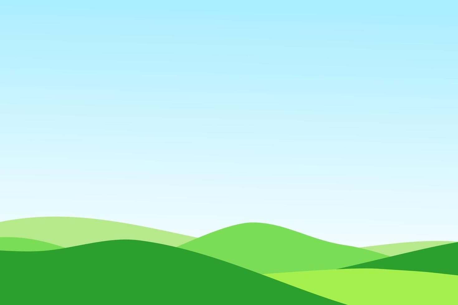 A cartoon landscape with green hills and blue sky vector