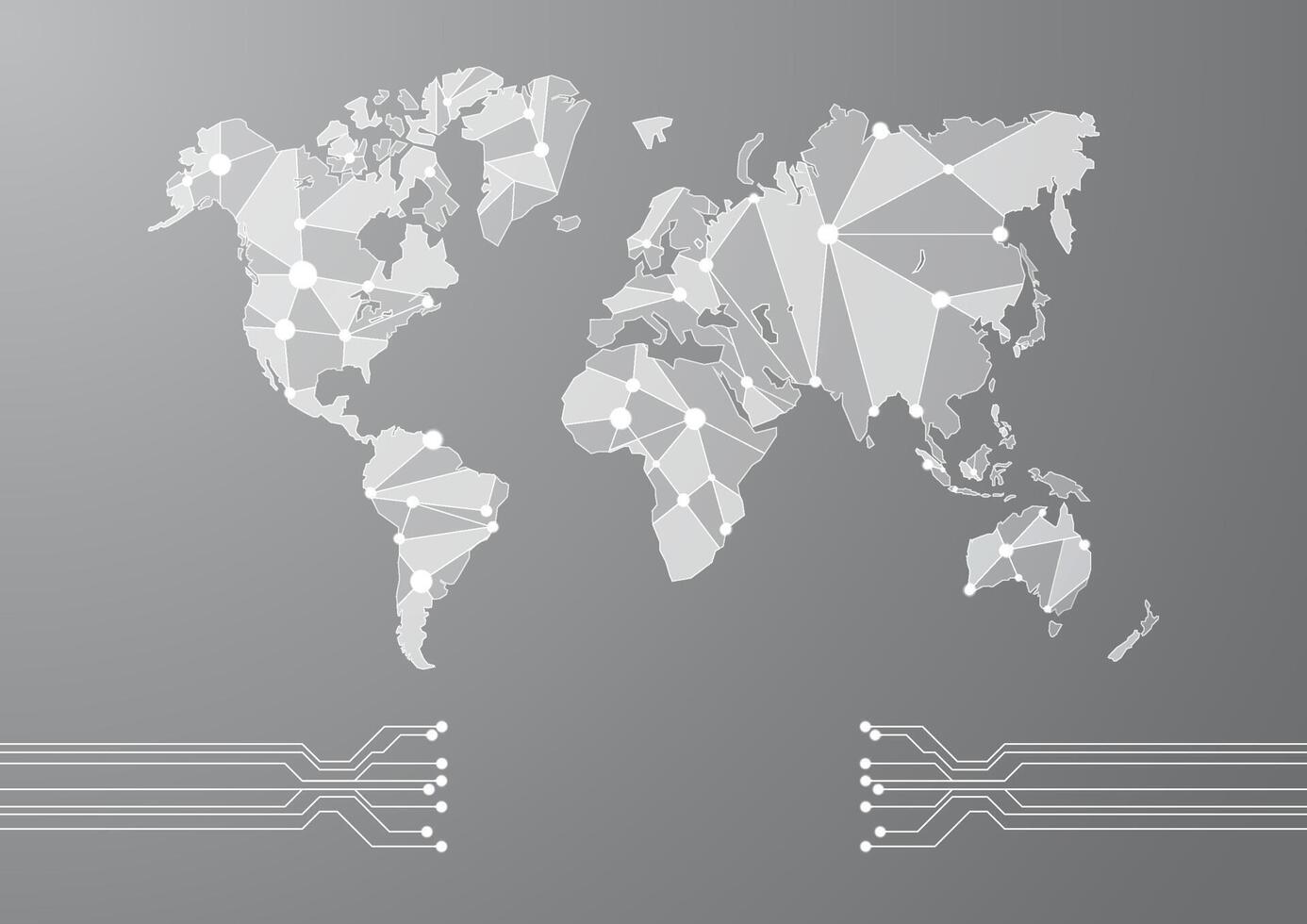 World map abstract background with circuit lines and lines vector
