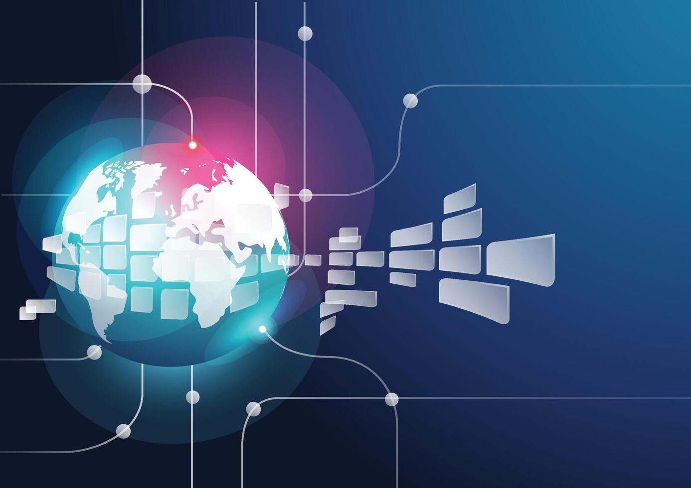 The world globe is surrounded by a network vector