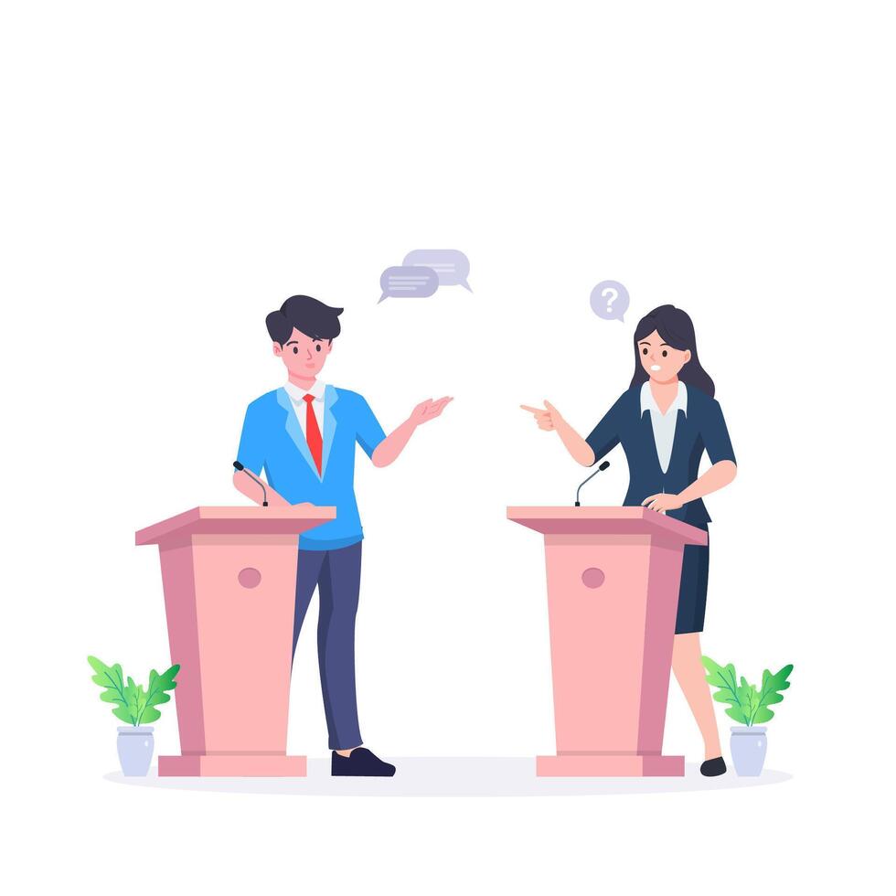 presidential election candidates speech debate illustration vector