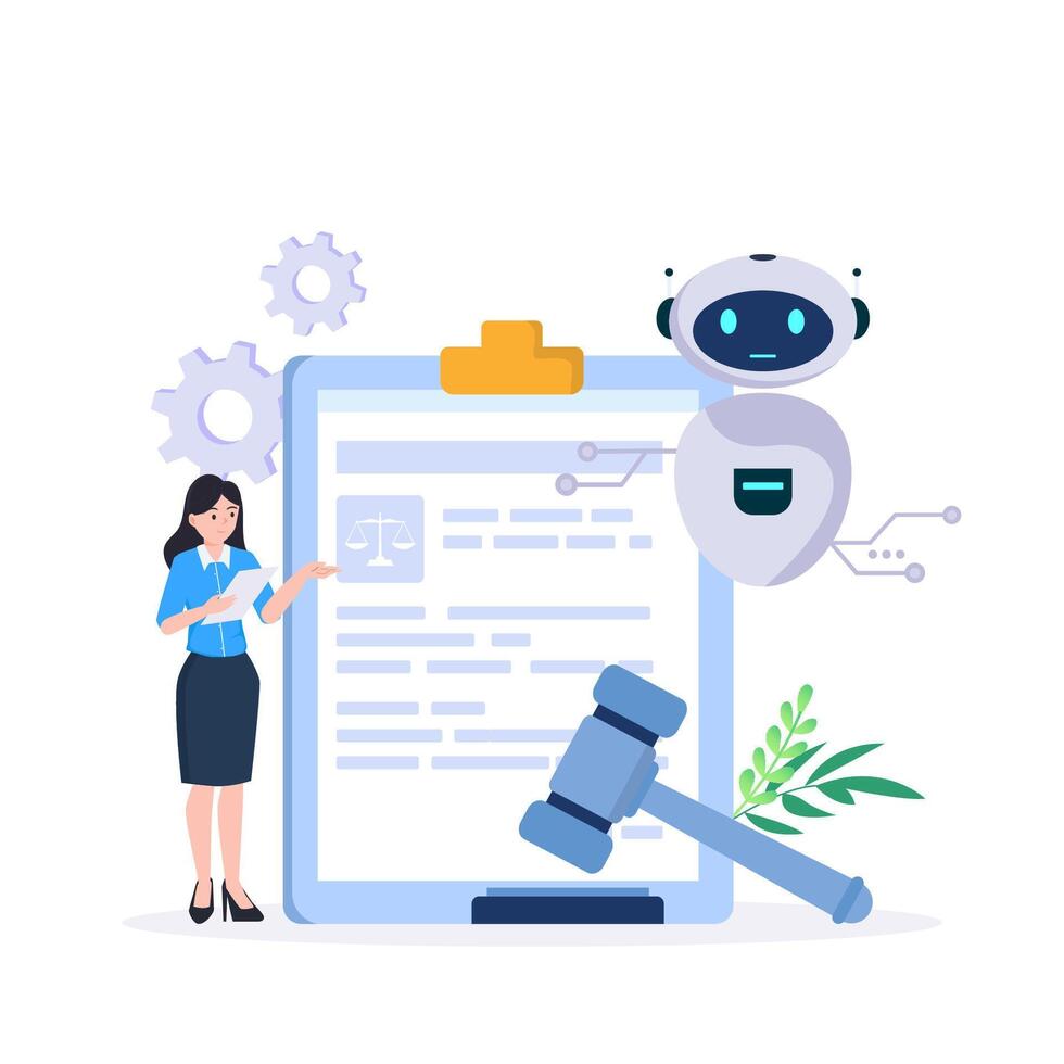 Artificial Intelligence in Law, flat modern design illustration vector