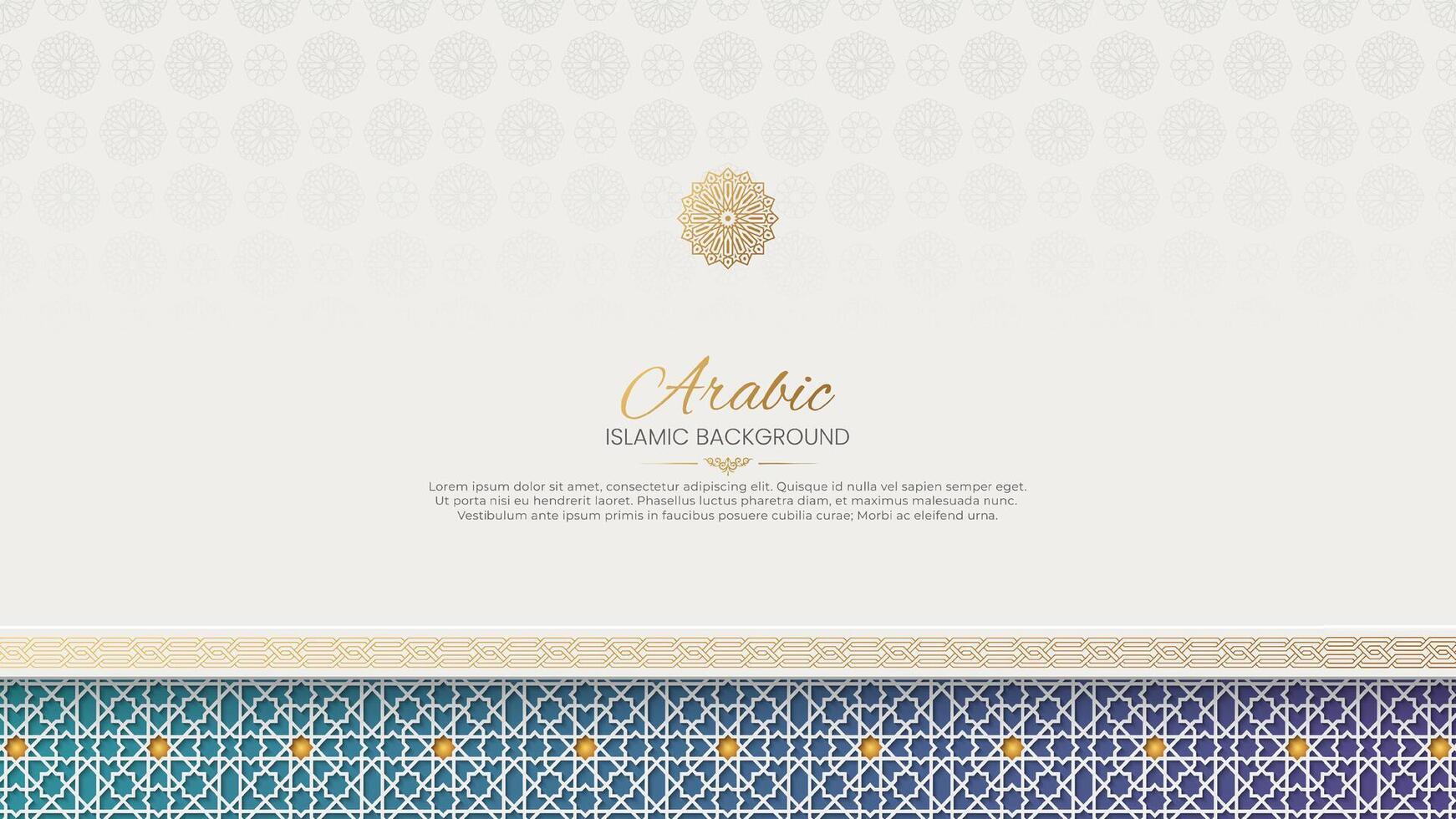 Elegant Arabic Islamic ornamental background with traditional geometric pattern and border vector