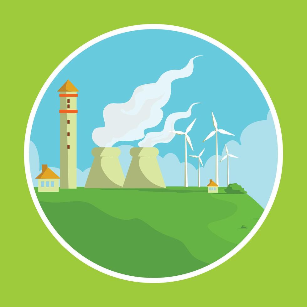 WIND TURBINE POWER PLANT STICKER vector