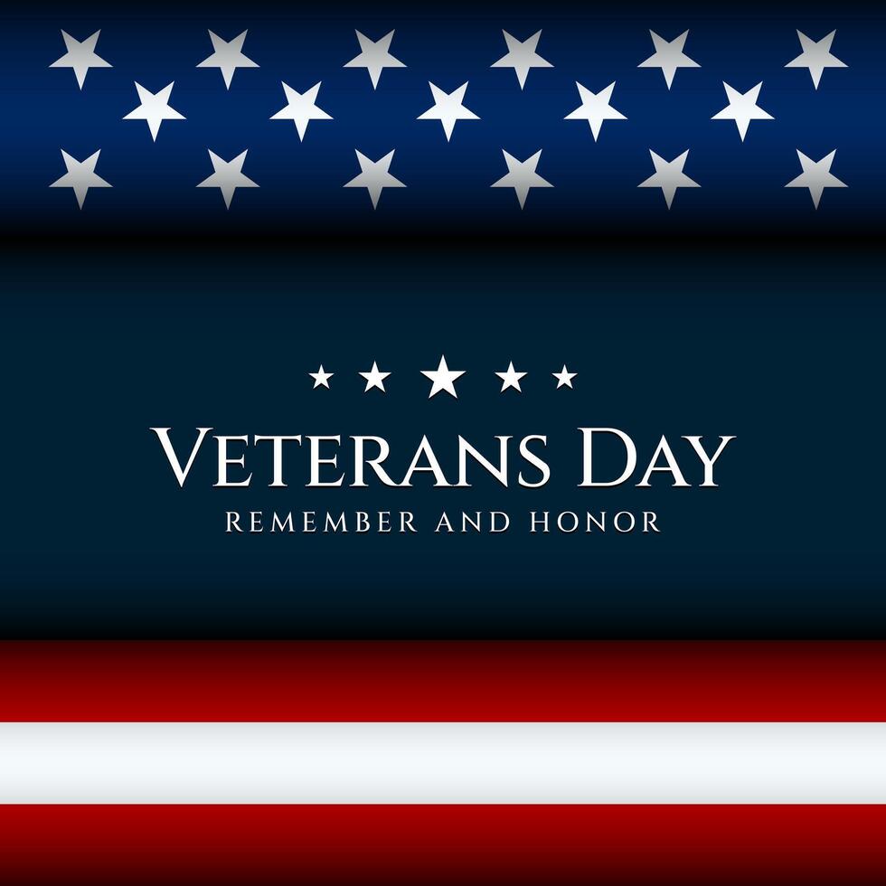 Veterans Day Background Design with USA Flag illustration on Blue Background. vector