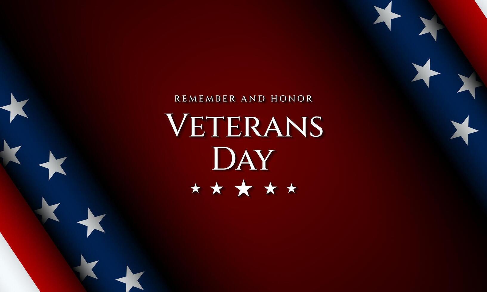 Veterans Day Background Design with USA Flag illustration on Red Background. vector