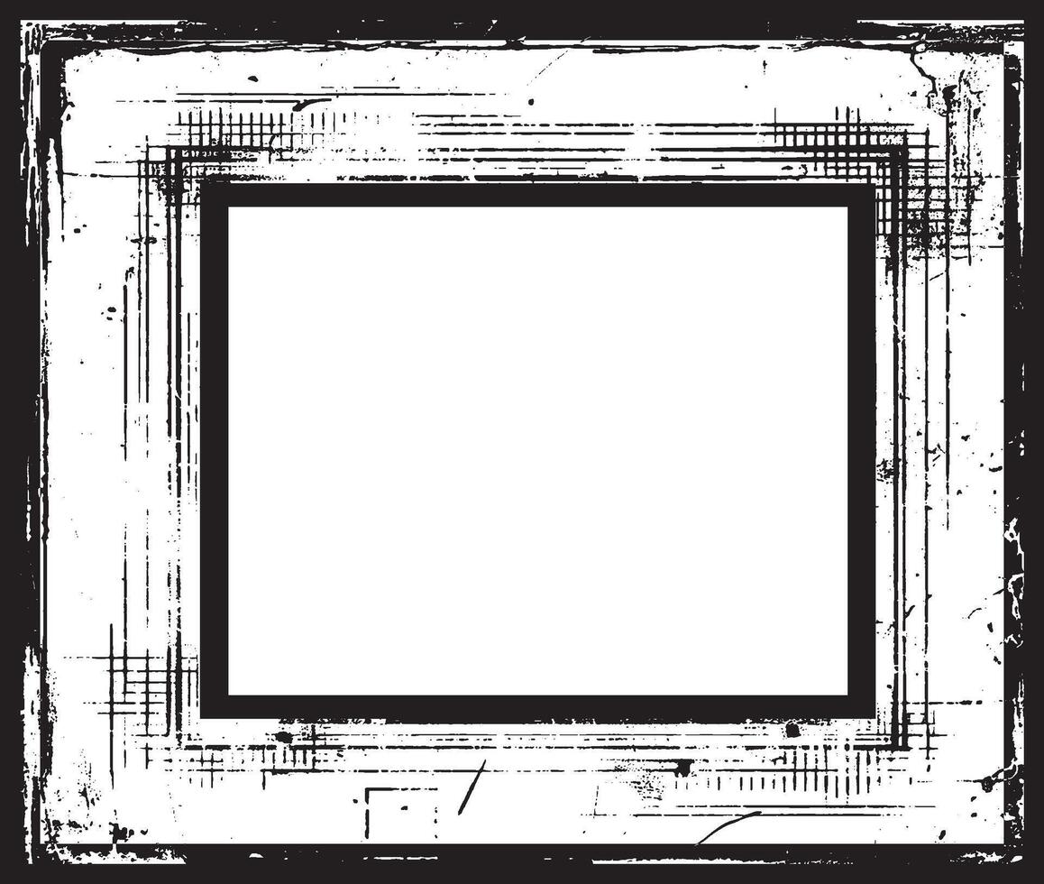 A square vintage photo frame, grunge frame on black background illustration, a black and white photo frame with a grunge effect, black and white frames with a grunge texture, vector