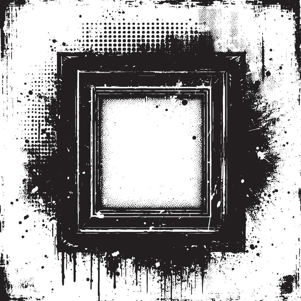 grunge frame border for your design, A square grunge frame, Vintage grunge border black and white square frame with a white background, A square vintage photo frame, grunge frame vector