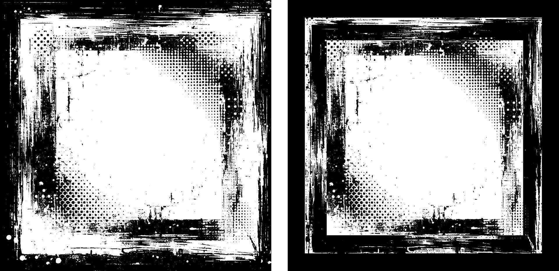 grunge frame background, black and white frame, vector