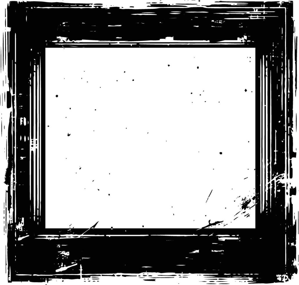 grunge frame with black and white paint, Vintage grunge border black and white square frame with a white background, A square vintage photo frame, grunge frame vector