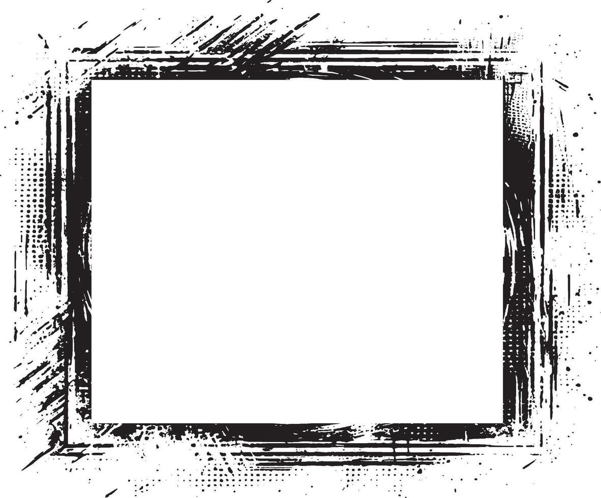 grunge frame with black and white paint, Vintage grunge border black and white square frame with a white background, A square vintage photo frame, grunge frame vector