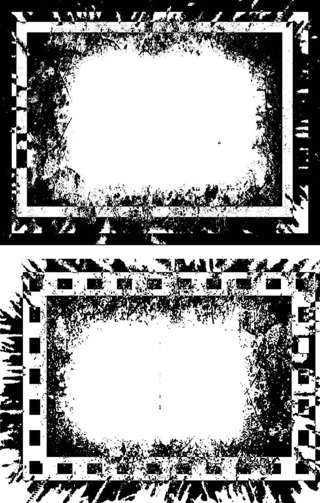 two black and white frames with a chain pattern, grunge frame with black and white stripes, grunge frame background, black and white frame, vector