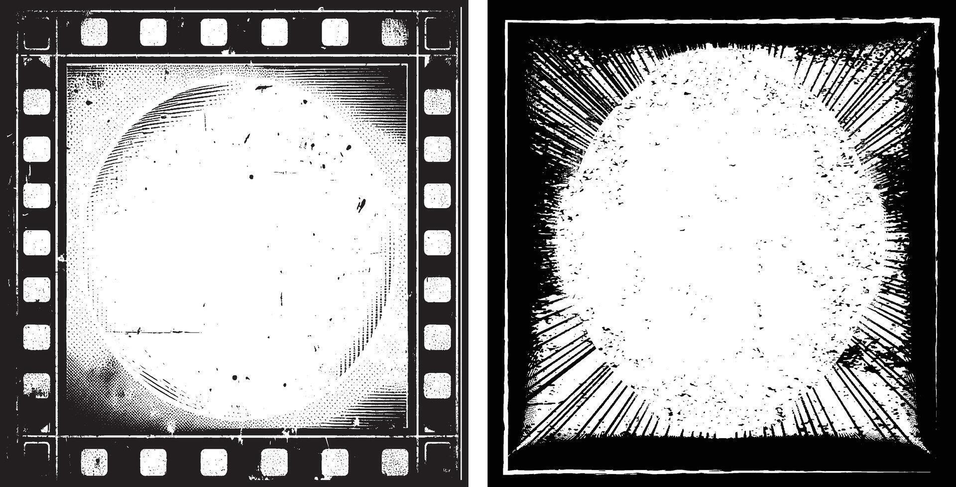 two black and white frames with a chain pattern, grunge frame with black and white stripes, grunge frame background, black and white frame, vector