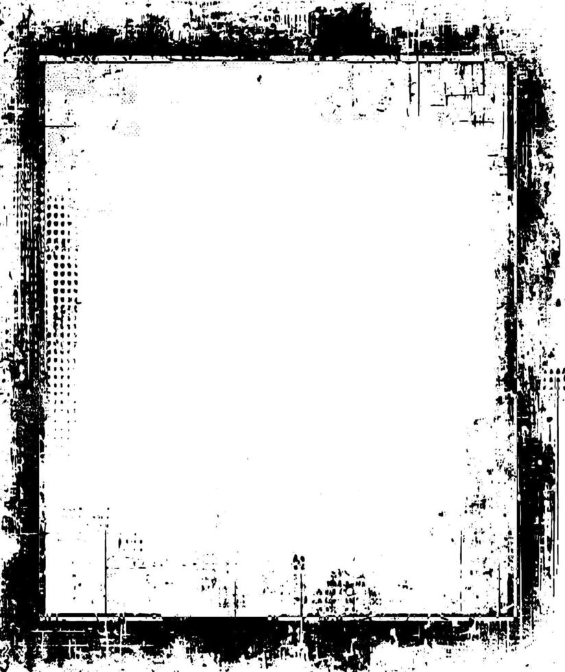grunge frame with black and white paint, Vintage grunge border black and white square frame with a white background, A square vintage photo frame, grunge frame vector