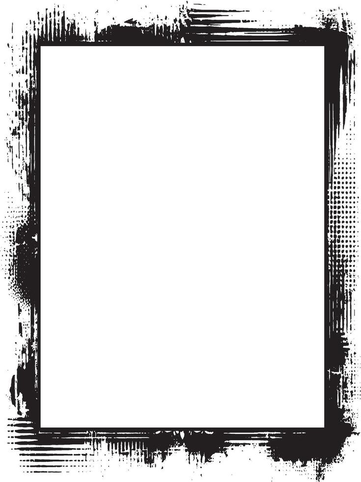 grunge frame with black and white paint , Vintage grunge border black and white square frame with a white background, A square vintage photo frame, vector