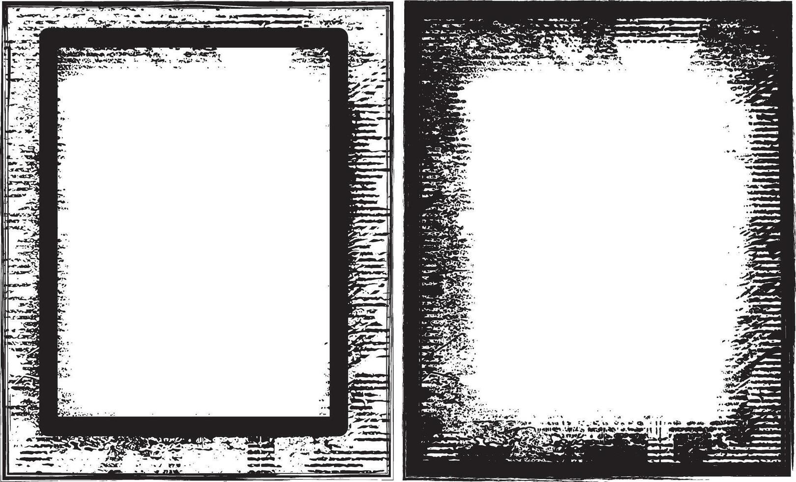 antique photo frame, black and white grunge frames with a border, two black and white frames set with a grunge texture, vintage photo frame vector