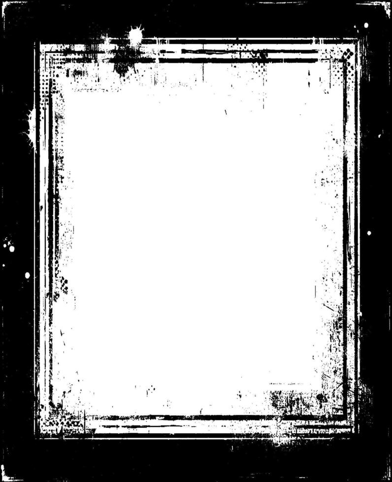 grunge frame with black and white paint , Vintage grunge border black and white square frame with a white background, A square vintage photo frame, vector