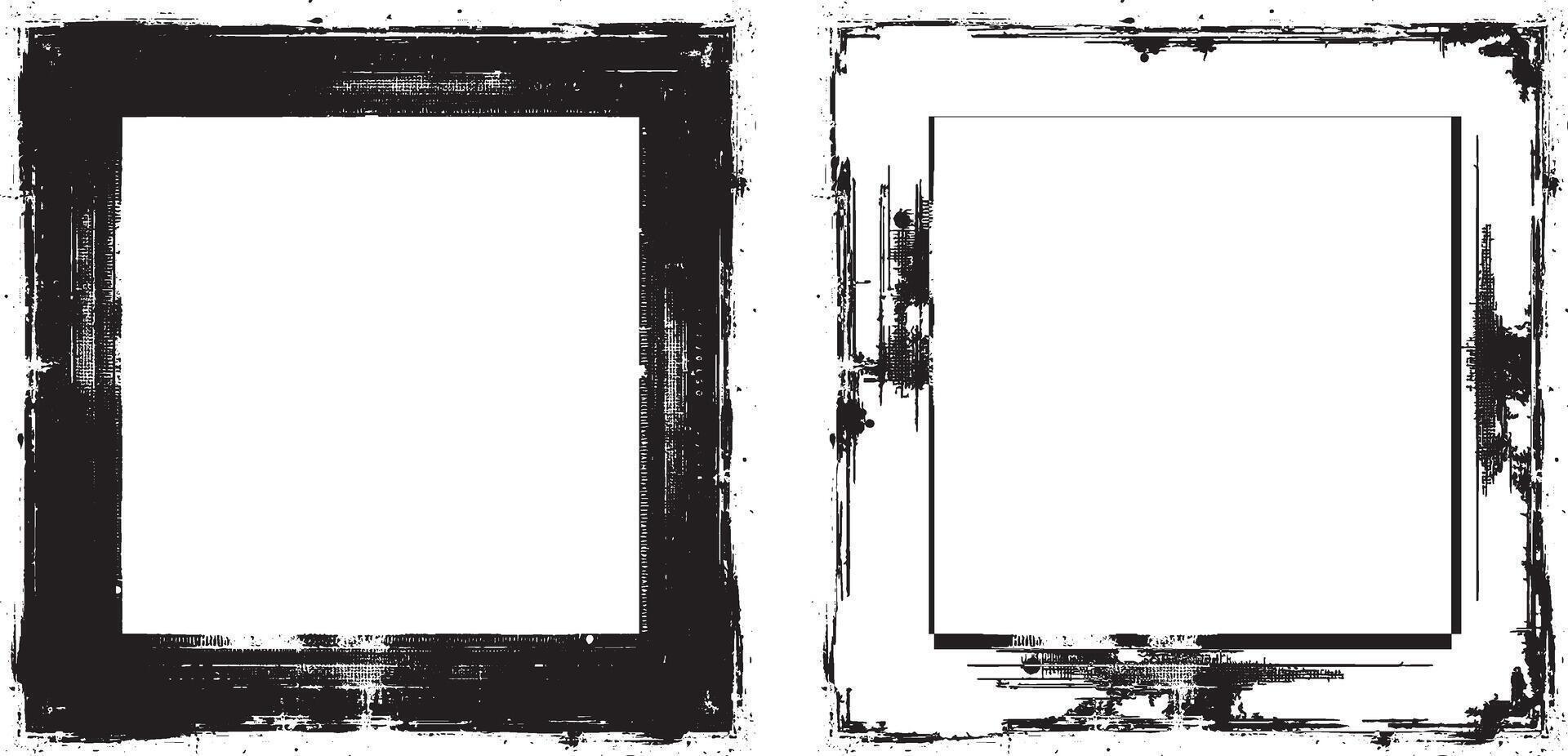 grunge frame set for your text, two black and white frames with grunge paint, vector