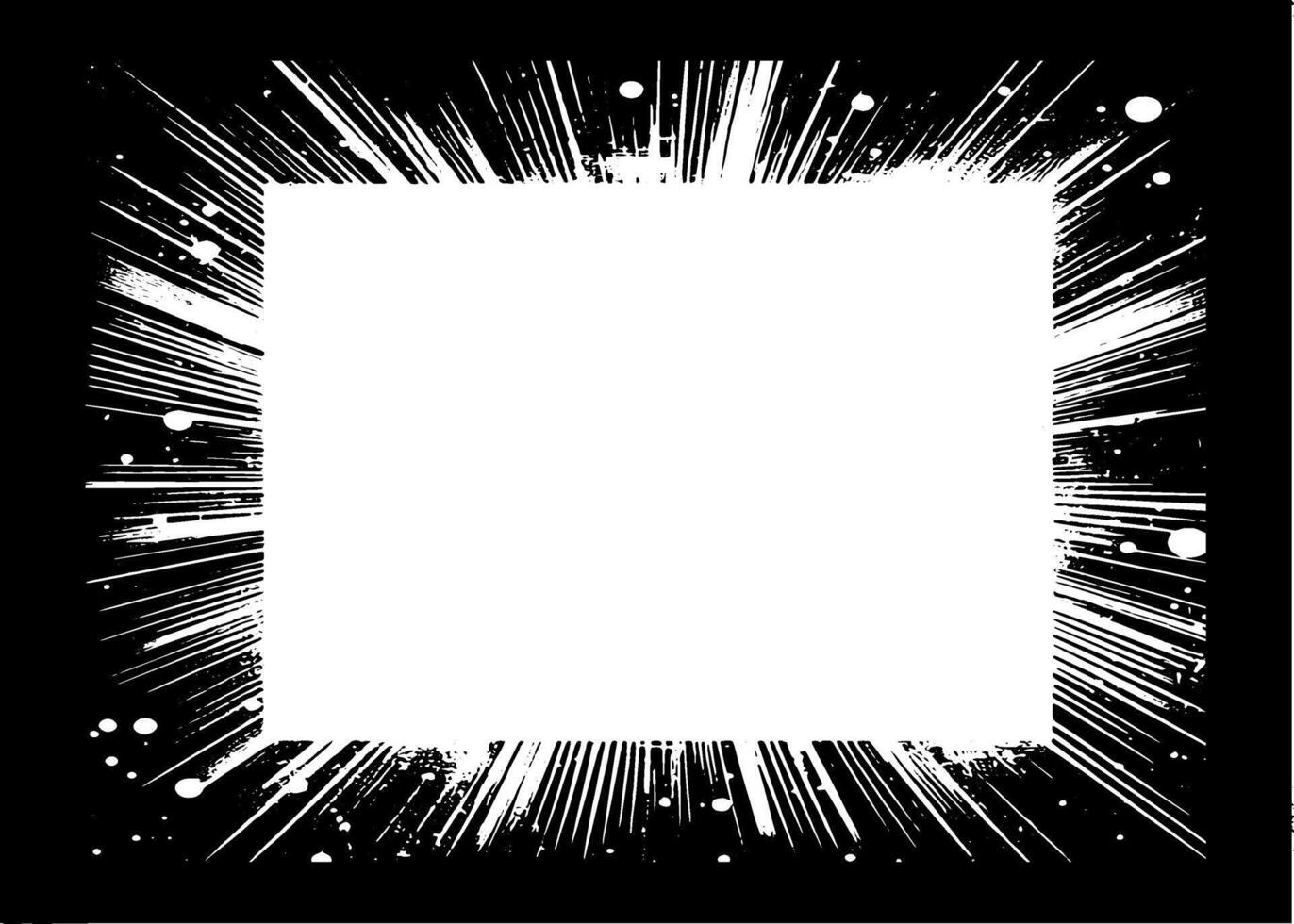 a black and white square frame with a white starburst vector