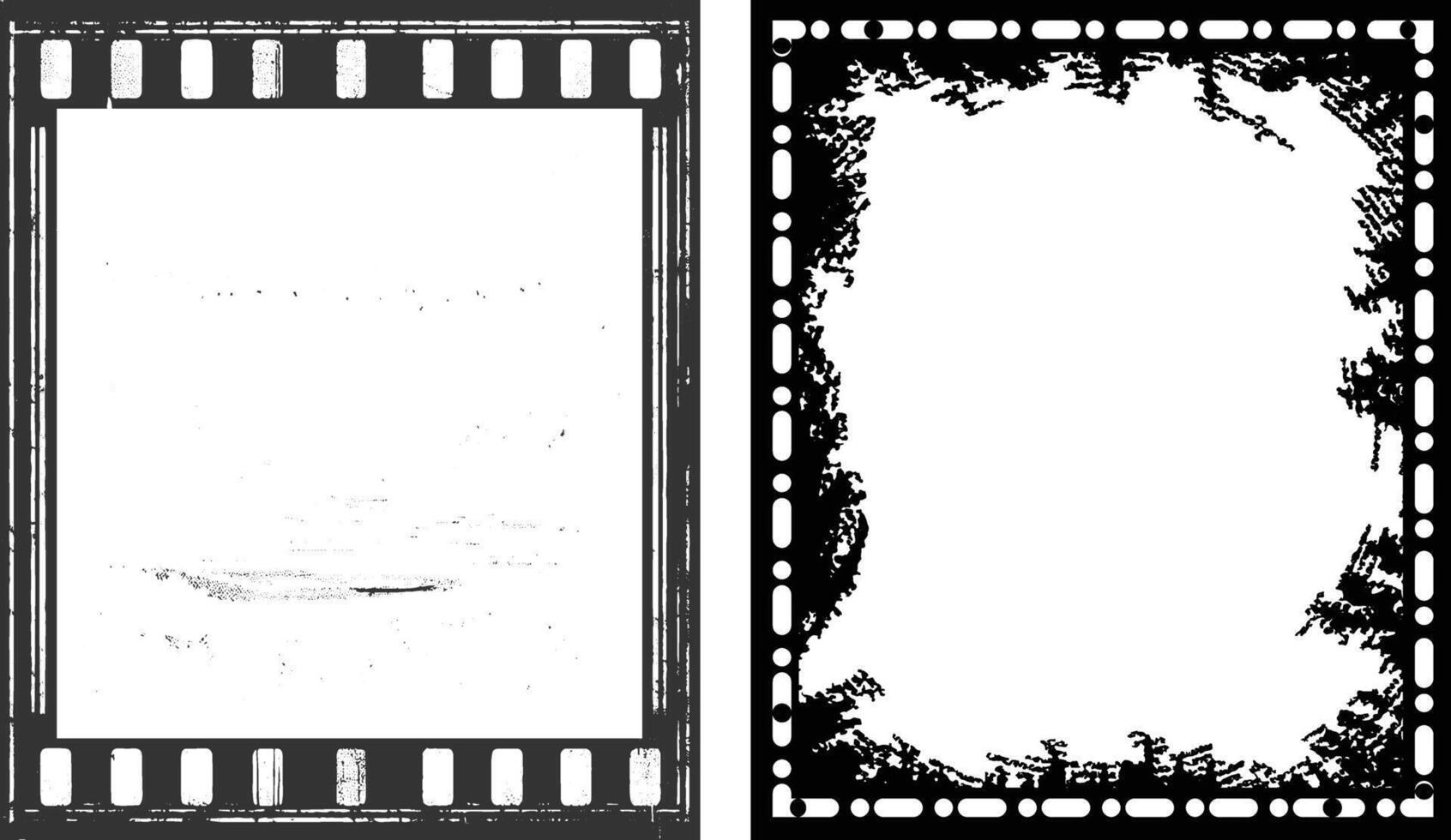 grunge frame background, black and white frame, vector