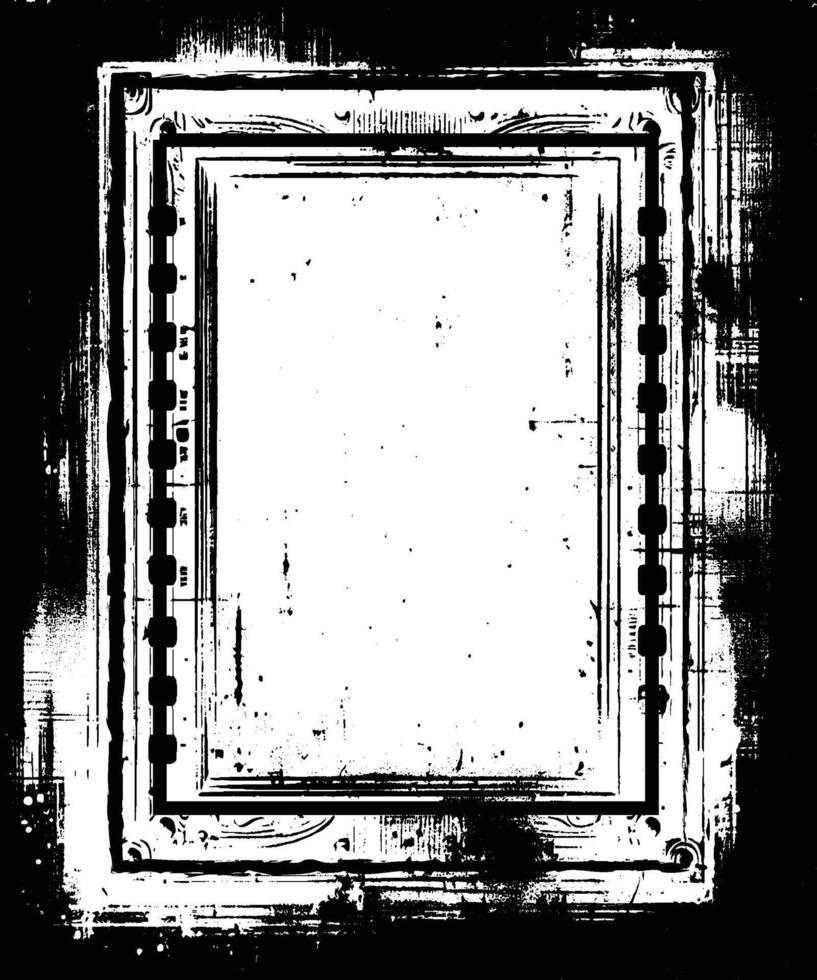 grunge frame with black and white paint, vintage frame vector