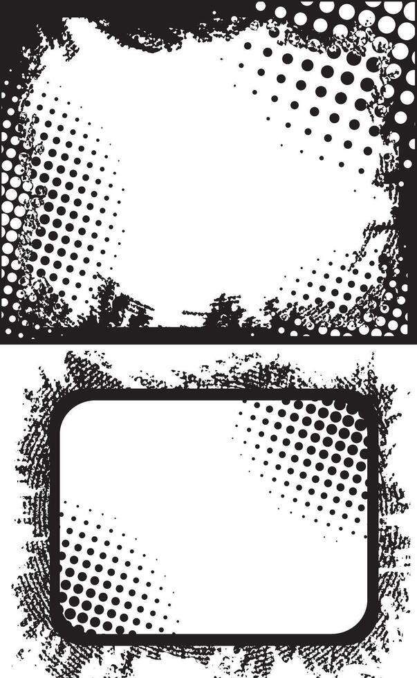 tow different frames with grunge textures, old frame with a frame, antique photo frame, black and white grunge frames with a border, two black and white frames set square vintage photo frame vector