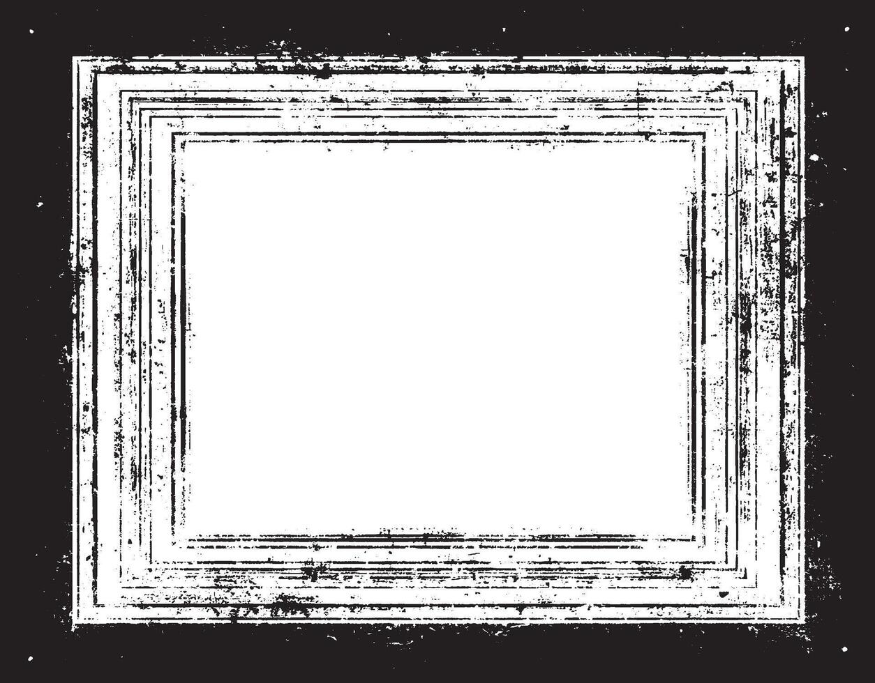 A square vintage photo frame, grunge frame on black background illustration, a black and white photo frame with a grunge effect, black and white frames with a grunge texture, vector