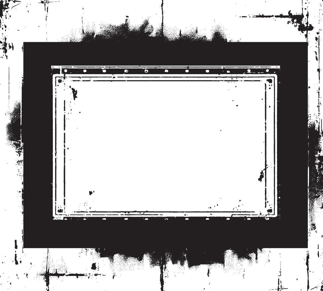 A square vintage photo frame, grunge frame on black background illustration, a black and white photo frame with a grunge effect, black and white frames with a grunge texture, vector