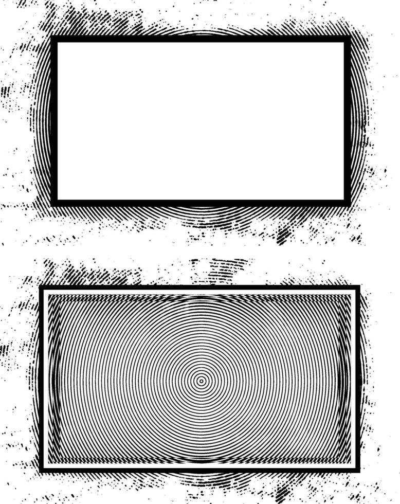 two black and white frames with a grunge texture vector